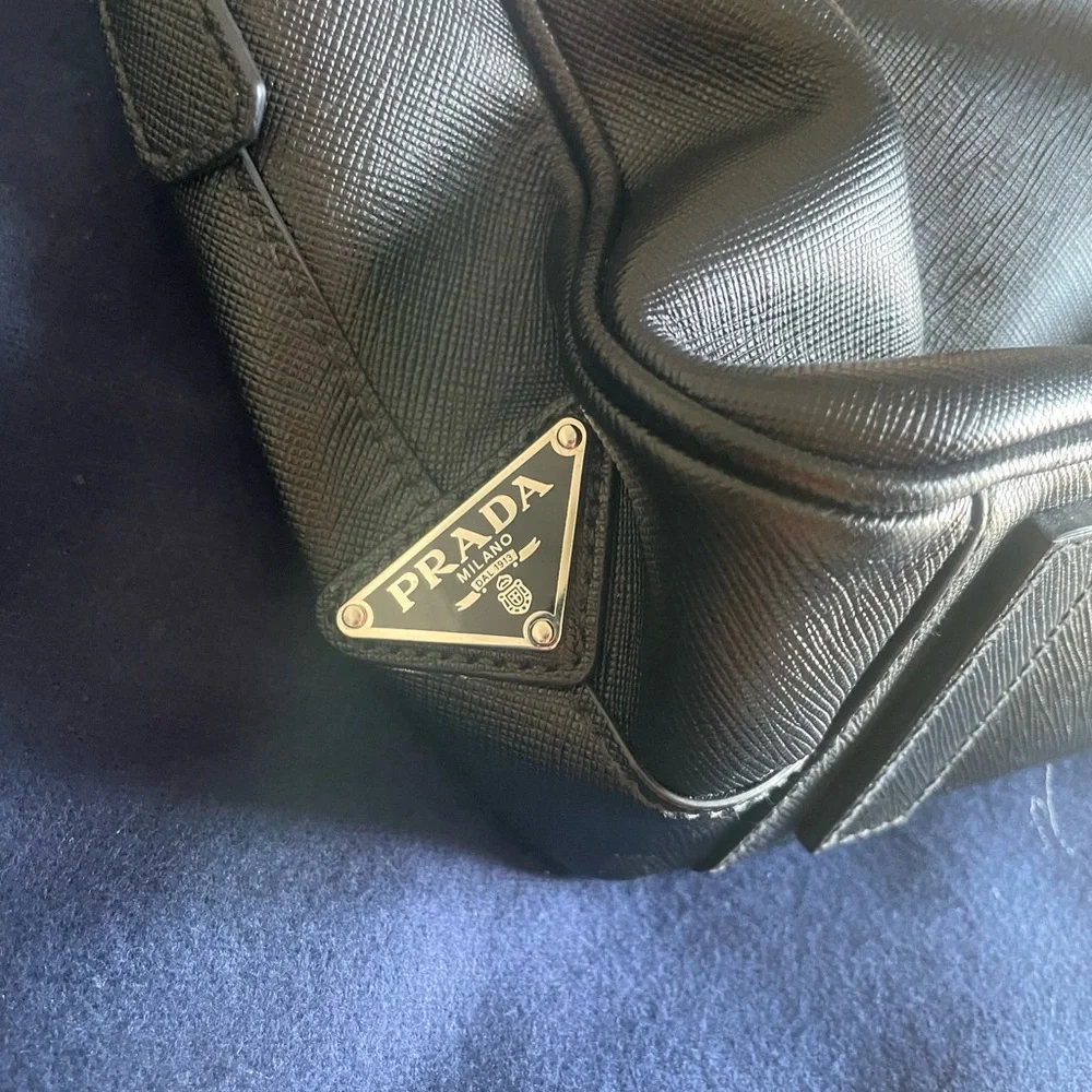 Prada Saffiano Travel Leather Duffle/Brief Bag With Lock